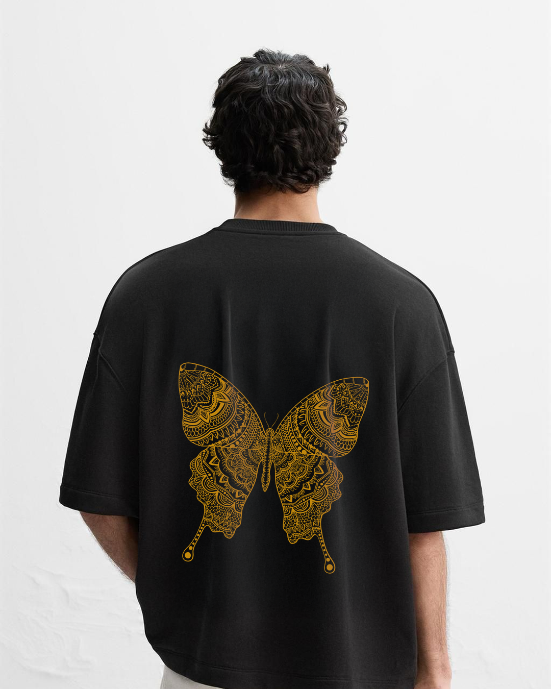 Golden Butterfly Botanical Oversized T-Shirt