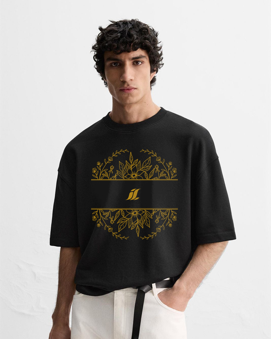 Golden Butterfly Botanical Oversized T-Shirt