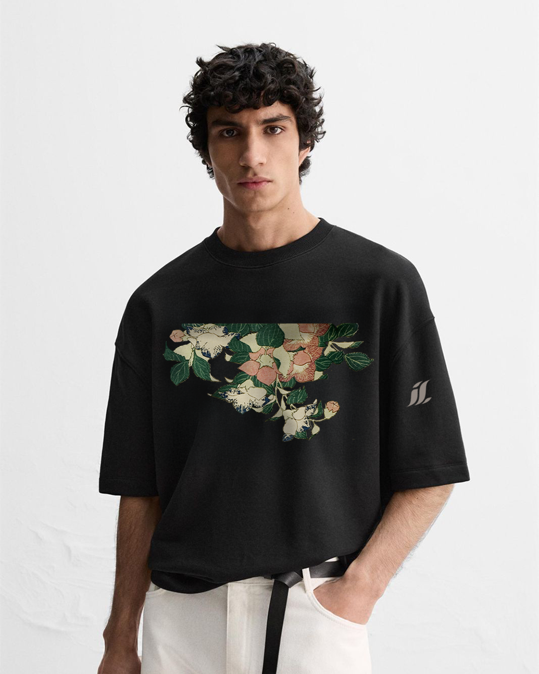 "Botanical Noir Oversized Tee"